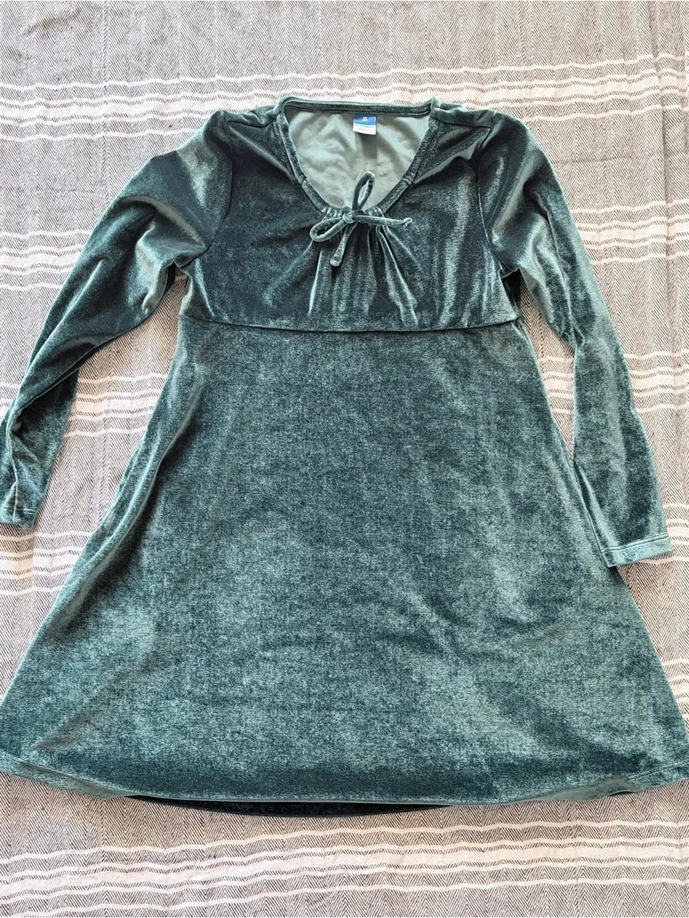 Old Navy Girls' Velvet Tie-Front A-Line Dress - Dark Green